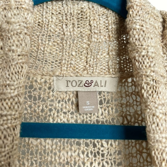 Roz & Ali Oatmeal Tan Chunky Knit Open Front Cardigan Sweater - Picture 8 of 15